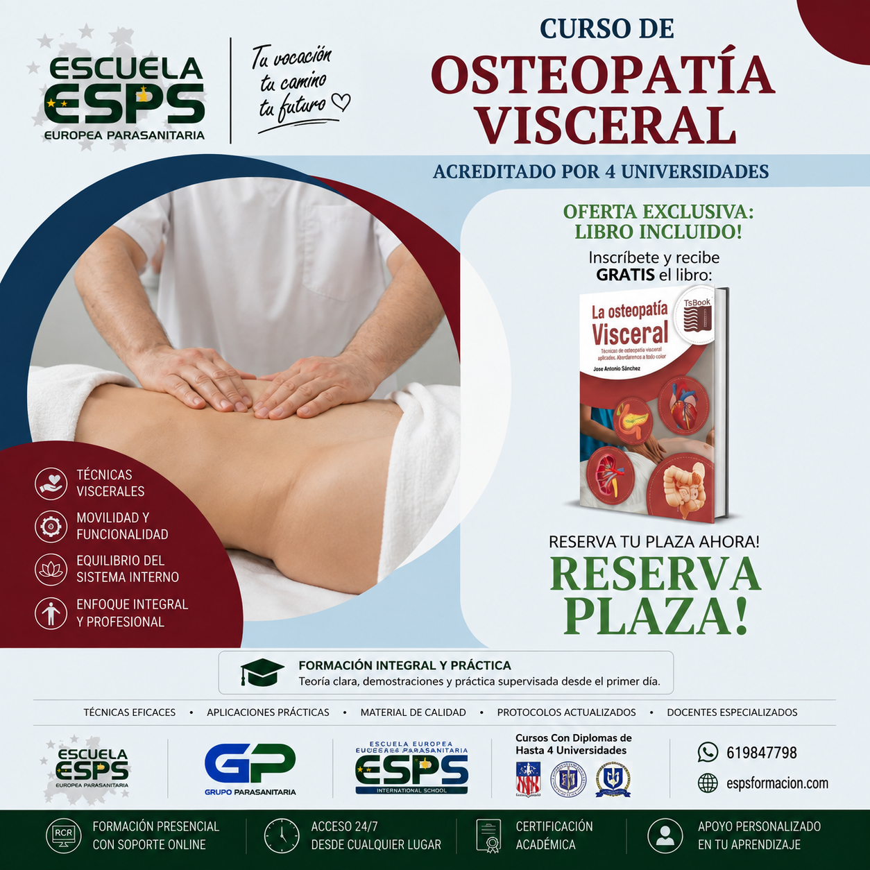 Curso Universitario de Osteopatía Visceral. 4 Universidades