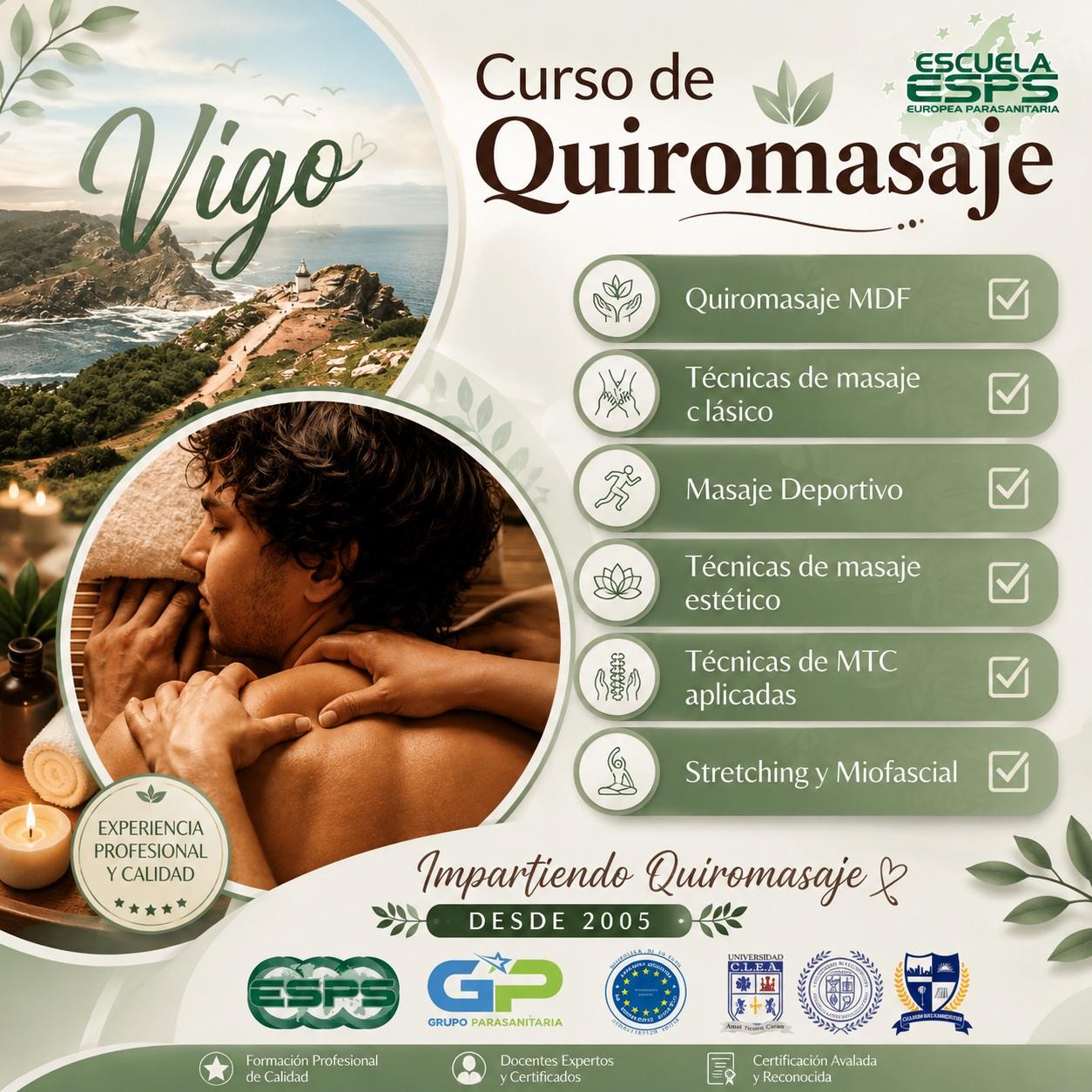 Curso de Quiromasaje en Vigo | Escuela de masaje ESPS®